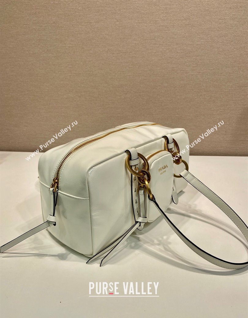 Prada Dangle medium oil leather top-handle bag White 2025 1BB138 (YZ-250207014)