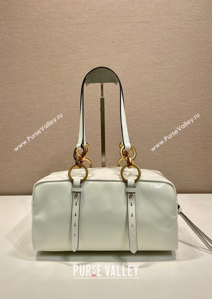 Prada Dangle medium oil leather top-handle bag White 2025 1BB138 (YZ-250207014)