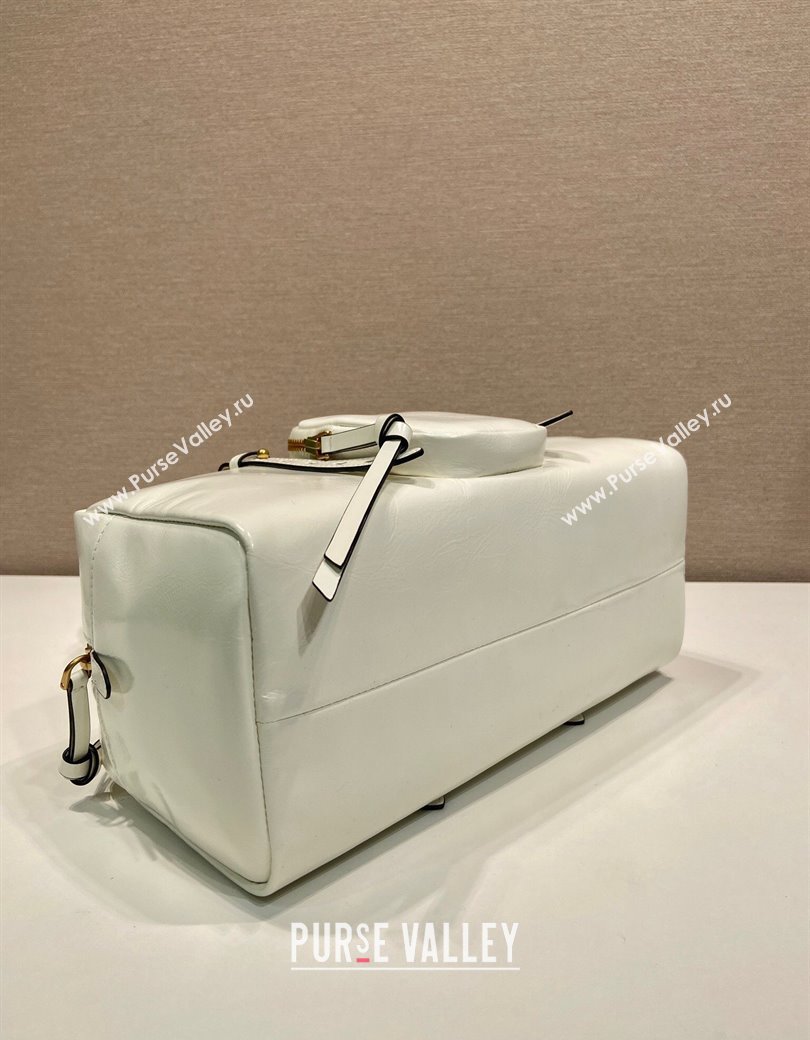 Prada Dangle medium oil leather top-handle bag White 2025 1BB138 (YZ-250207014)