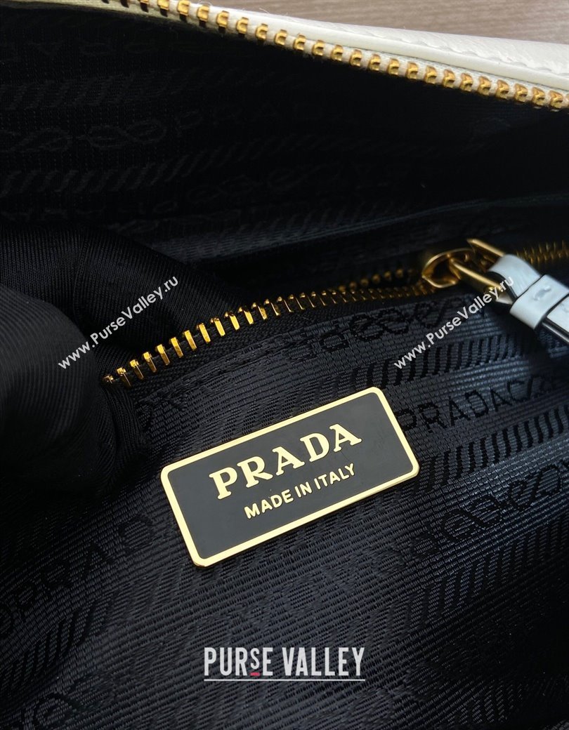 Prada Dangle medium oil leather top-handle bag White 2025 1BB138 (YZ-250207014)