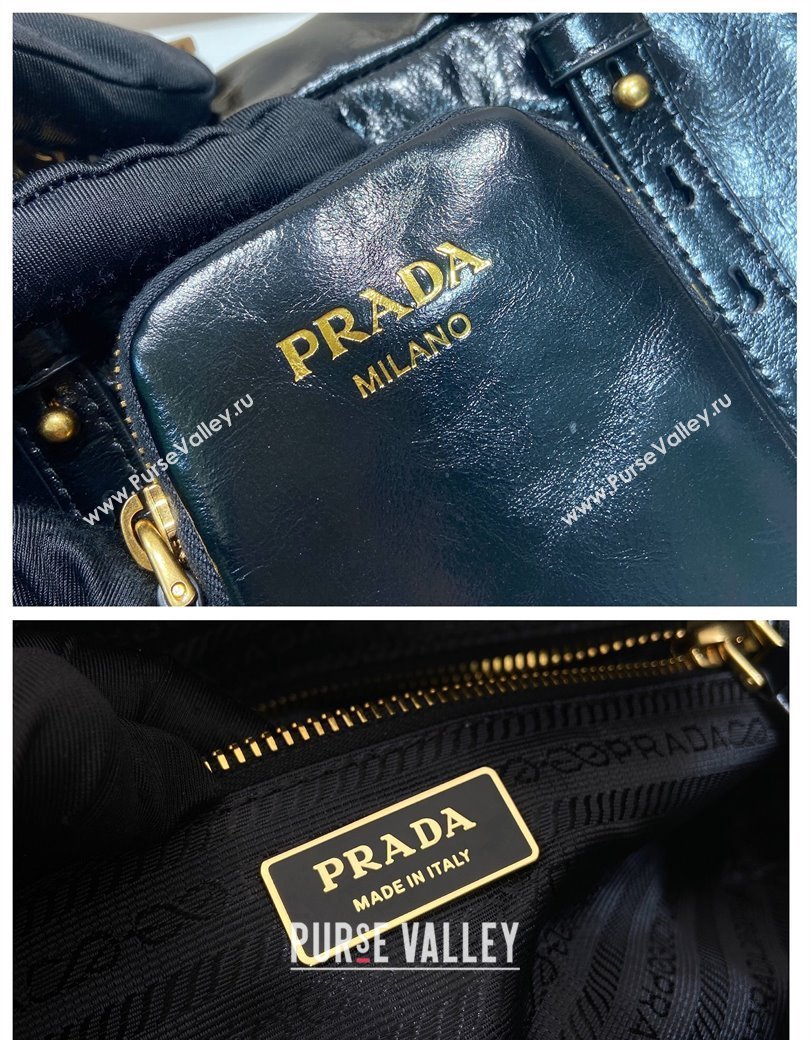 Prada Dangle medium oil leather top-handle bag Black 2025 1BB138 (YZ-250207015)