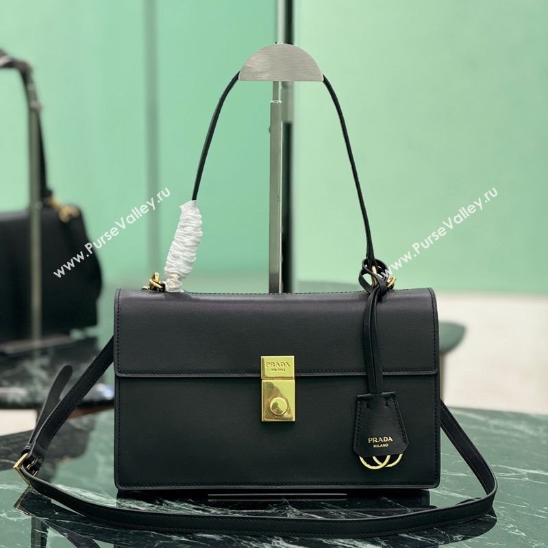 Prada Medium leather shoulder bag Black 2025 1BN023 (YZ-250207016)