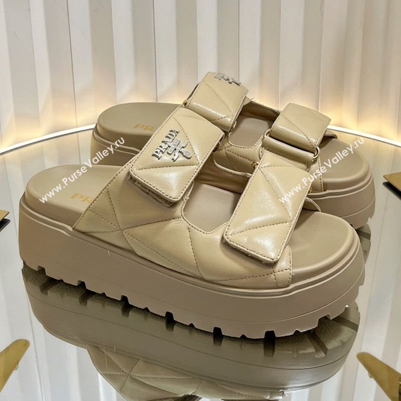 Prada Padded nappa leather platform slides sandal 5.5cm Beige 2025 1XZ775 (MD-250224102)