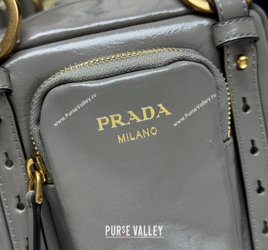 Prada Dangle oil leather top-handle mini-bag Grey 2025 1BB137 (YZ-250407001)