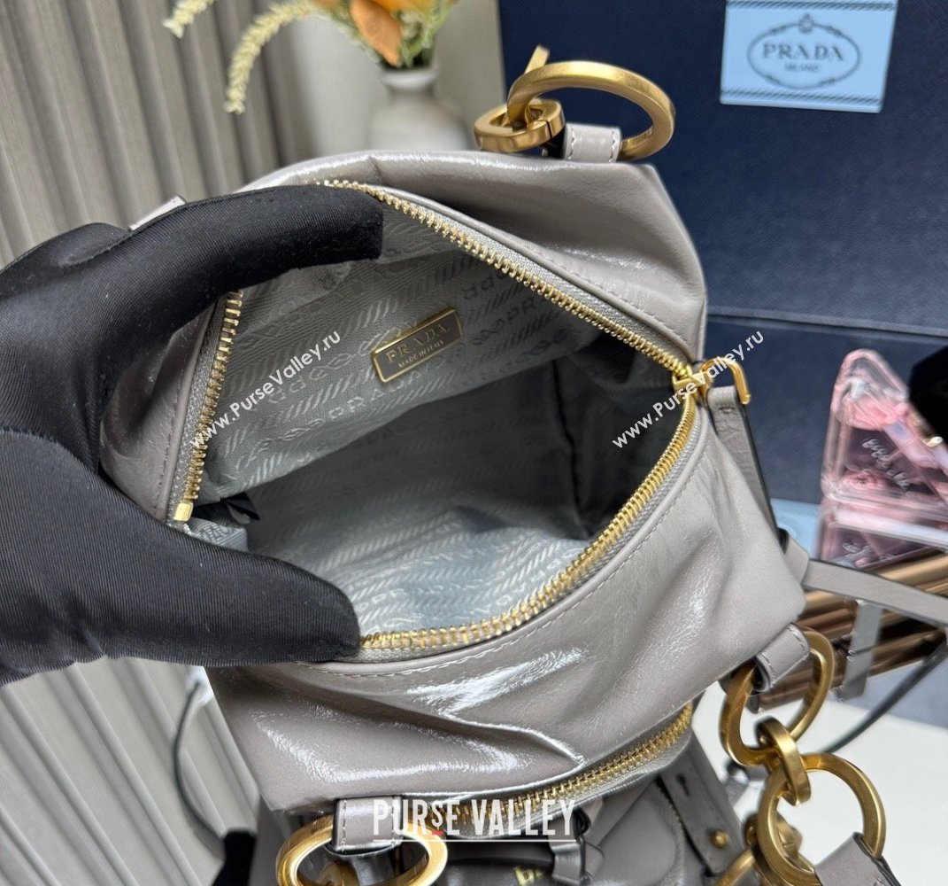 Prada Dangle oil leather top-handle mini-bag Grey 2025 1BB137 (YZ-250407001)