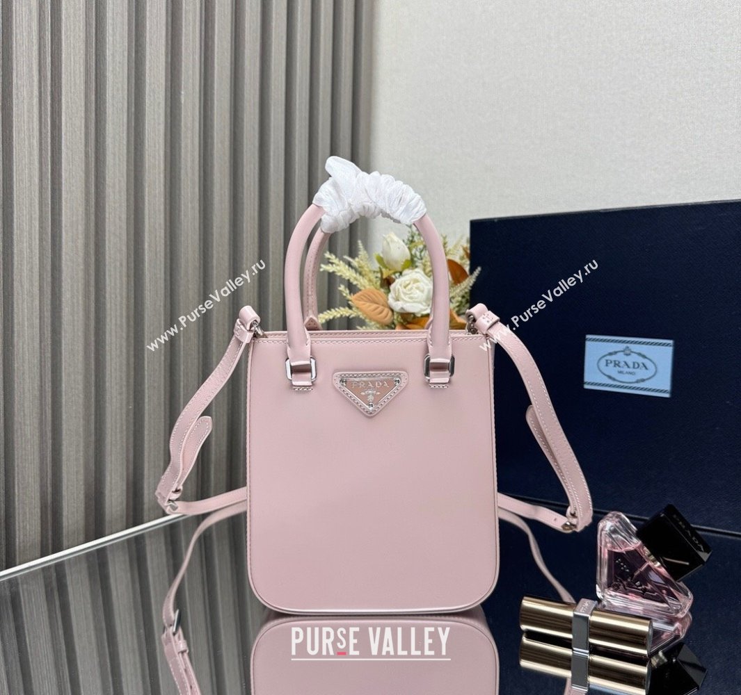 Prada Shiny Leather Small Vertical Tote bag 1BA331 Light Pink 2025 (YZ-250407004)
