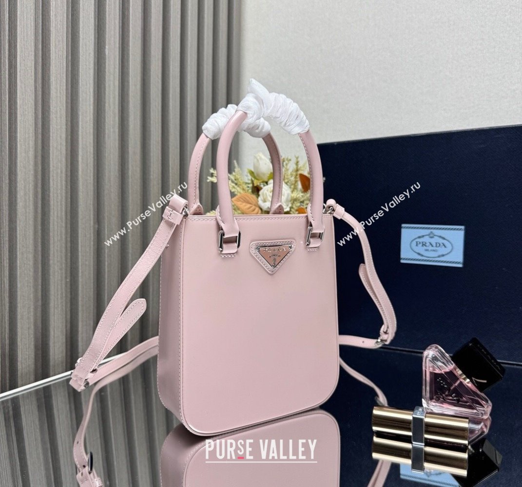 Prada Shiny Leather Small Vertical Tote bag 1BA331 Light Pink 2025 (YZ-250407004)