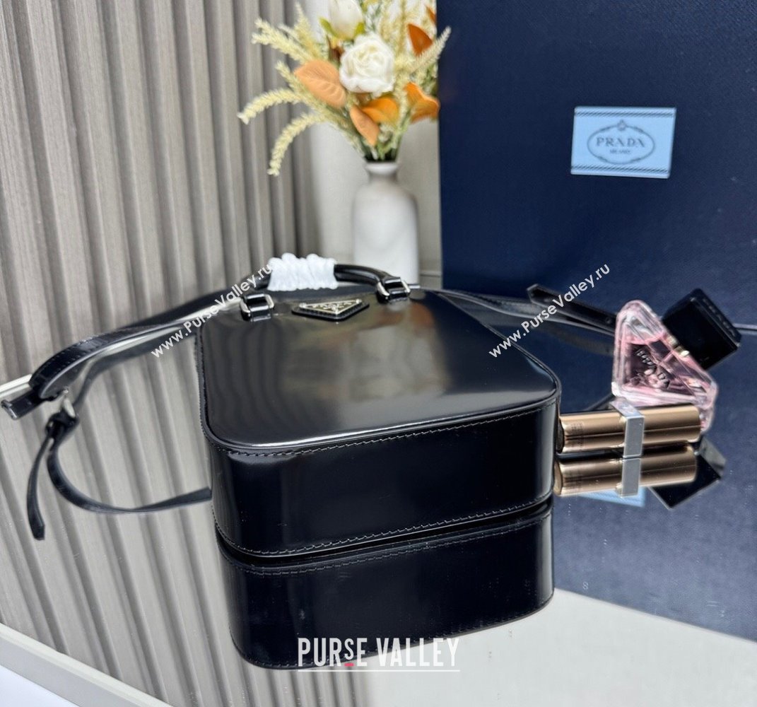 Prada Shiny Leather Small Vertical Tote bag 1BA331 Black 2025 (YZ-250407006)