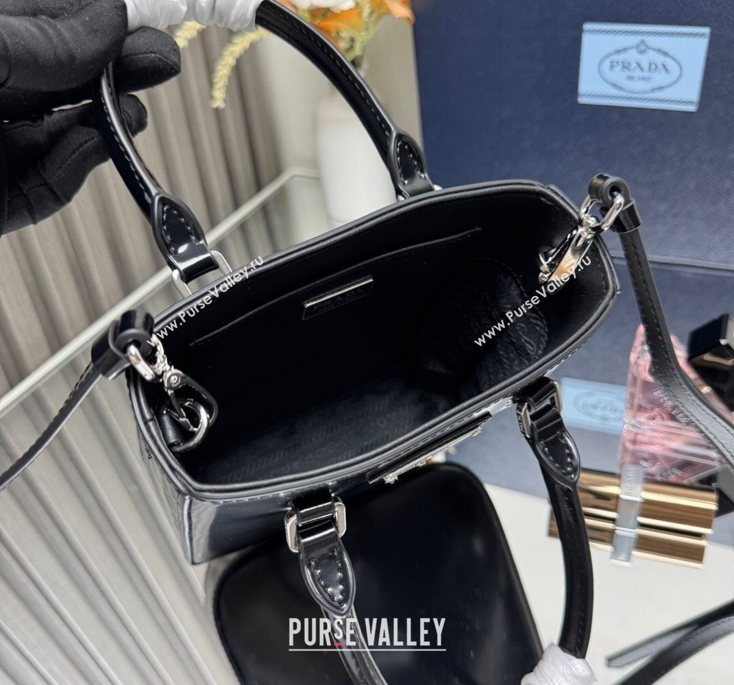 Prada Shiny Leather Small Vertical Tote bag 1BA331 Black 2025 (YZ-250407006)