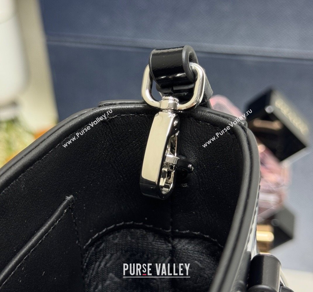 Prada Shiny Leather Small Vertical Tote bag 1BA331 Black 2025 (YZ-250407006)