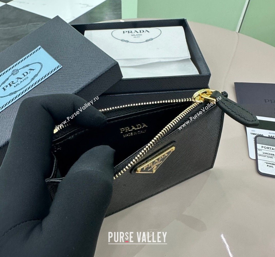 Prada Saffiano Leather card holder Wallet Black 1MC086 2025 (YZ-250407079)