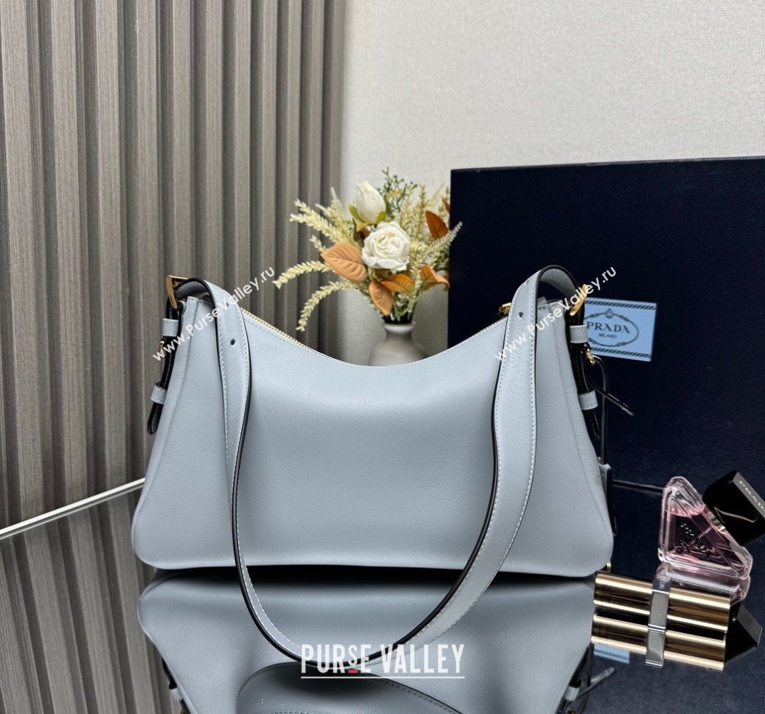 Prada Aimee medium leather shoulder bag Opaline Blue 2025 1BC229 (YZ-250407009)