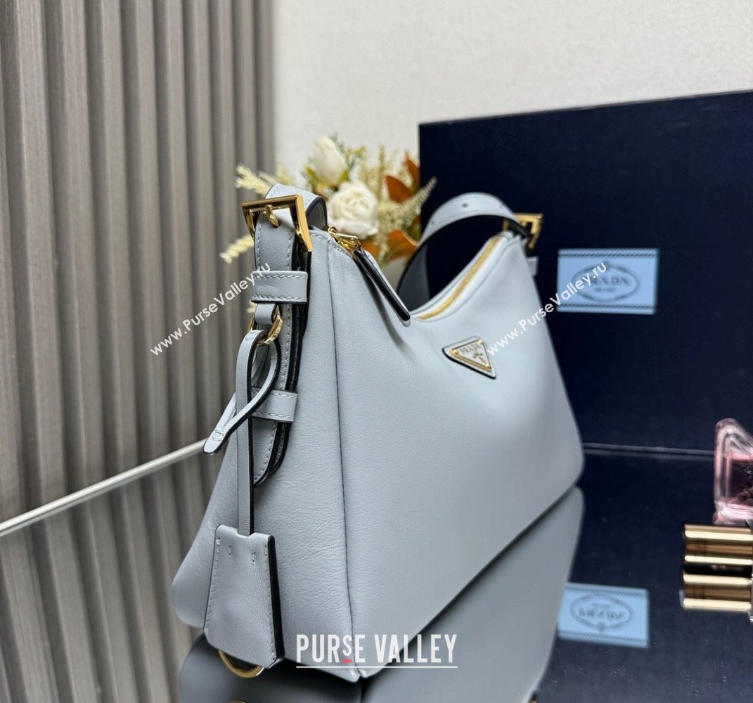 Prada Aimee medium leather shoulder bag Opaline Blue 2025 1BC229 (YZ-250407009)