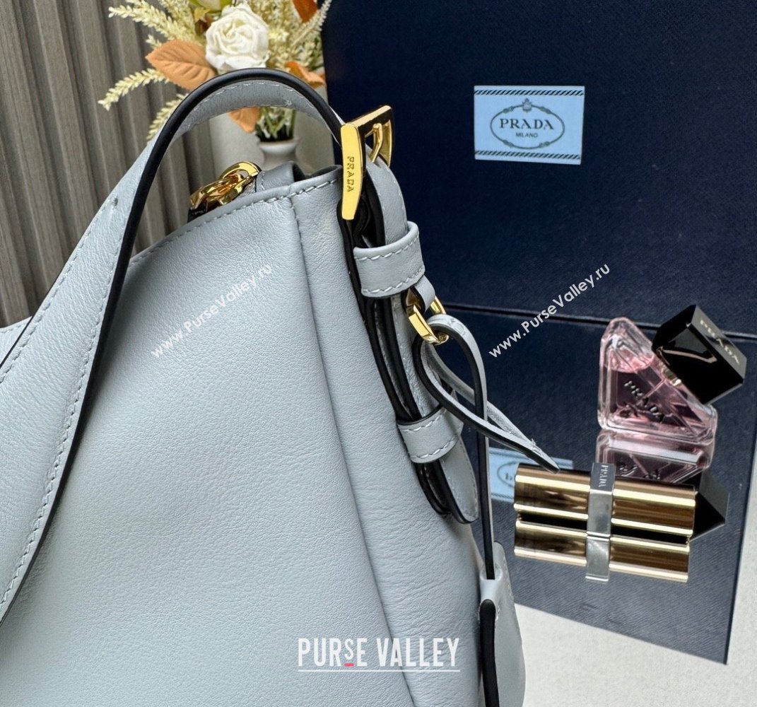 Prada Aimee medium leather shoulder bag Opaline Blue 2025 1BC229 (YZ-250407009)