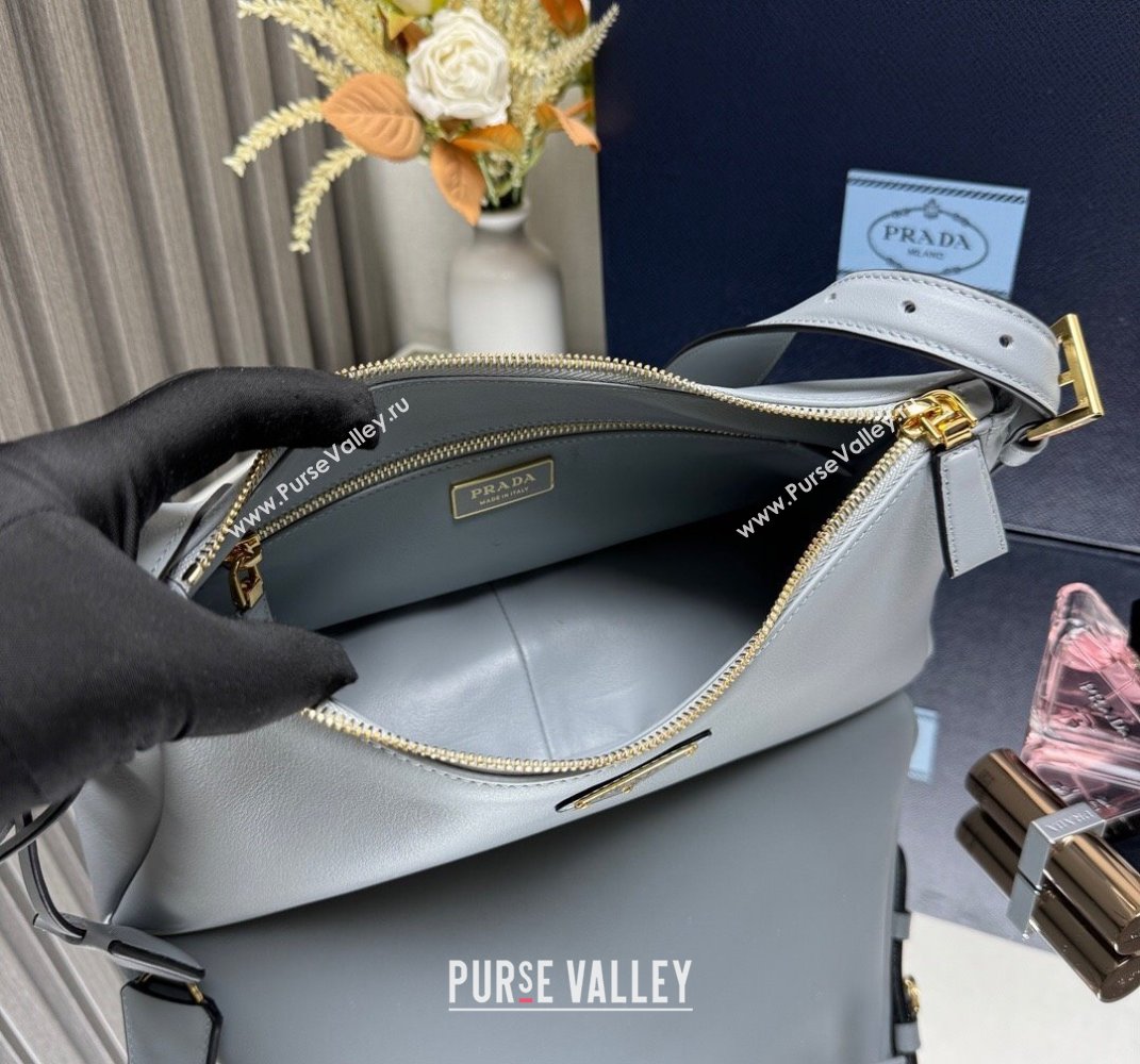 Prada Aimee medium leather shoulder bag Opaline Blue 2025 1BC229 (YZ-250407009)