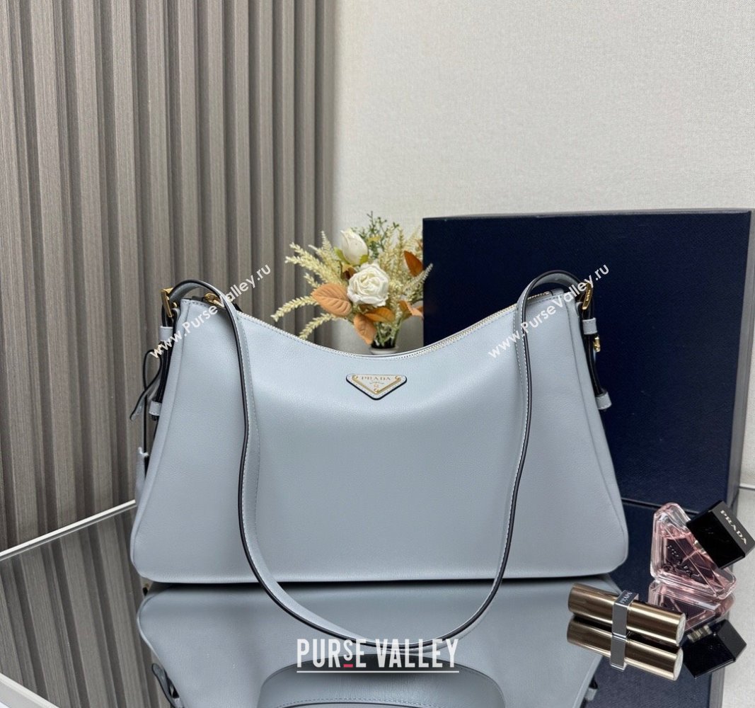 Prada Aimee Leather Hobo Bag 1BC228 Opaline Blue 2025 (YZ-250407010)