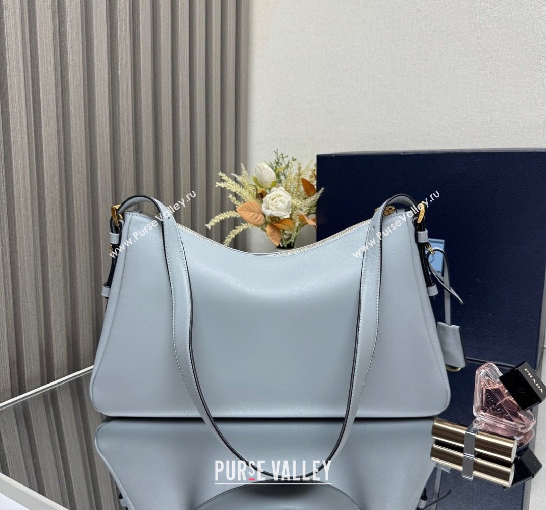 Prada Aimee Leather Hobo Bag 1BC228 Opaline Blue 2025 (YZ-250407010)