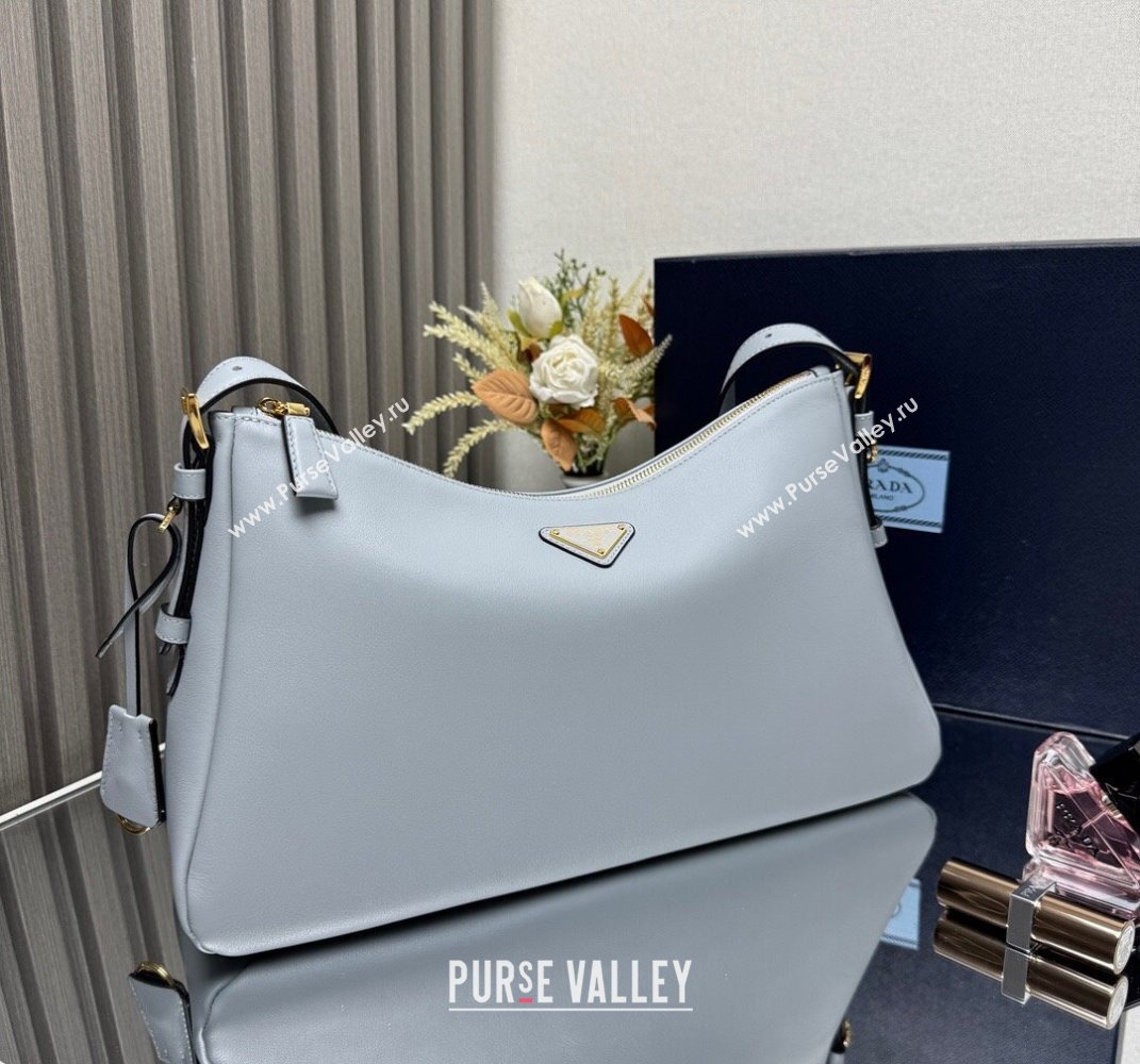 Prada Aimee Leather Hobo Bag 1BC228 Opaline Blue 2025 (YZ-250407010)