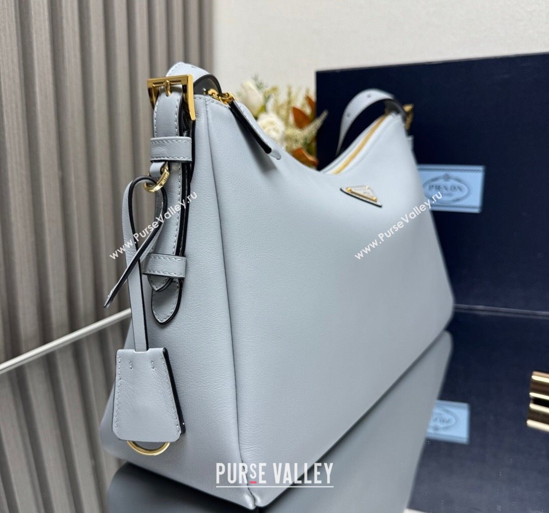 Prada Aimee Leather Hobo Bag 1BC228 Opaline Blue 2025 (YZ-250407010)