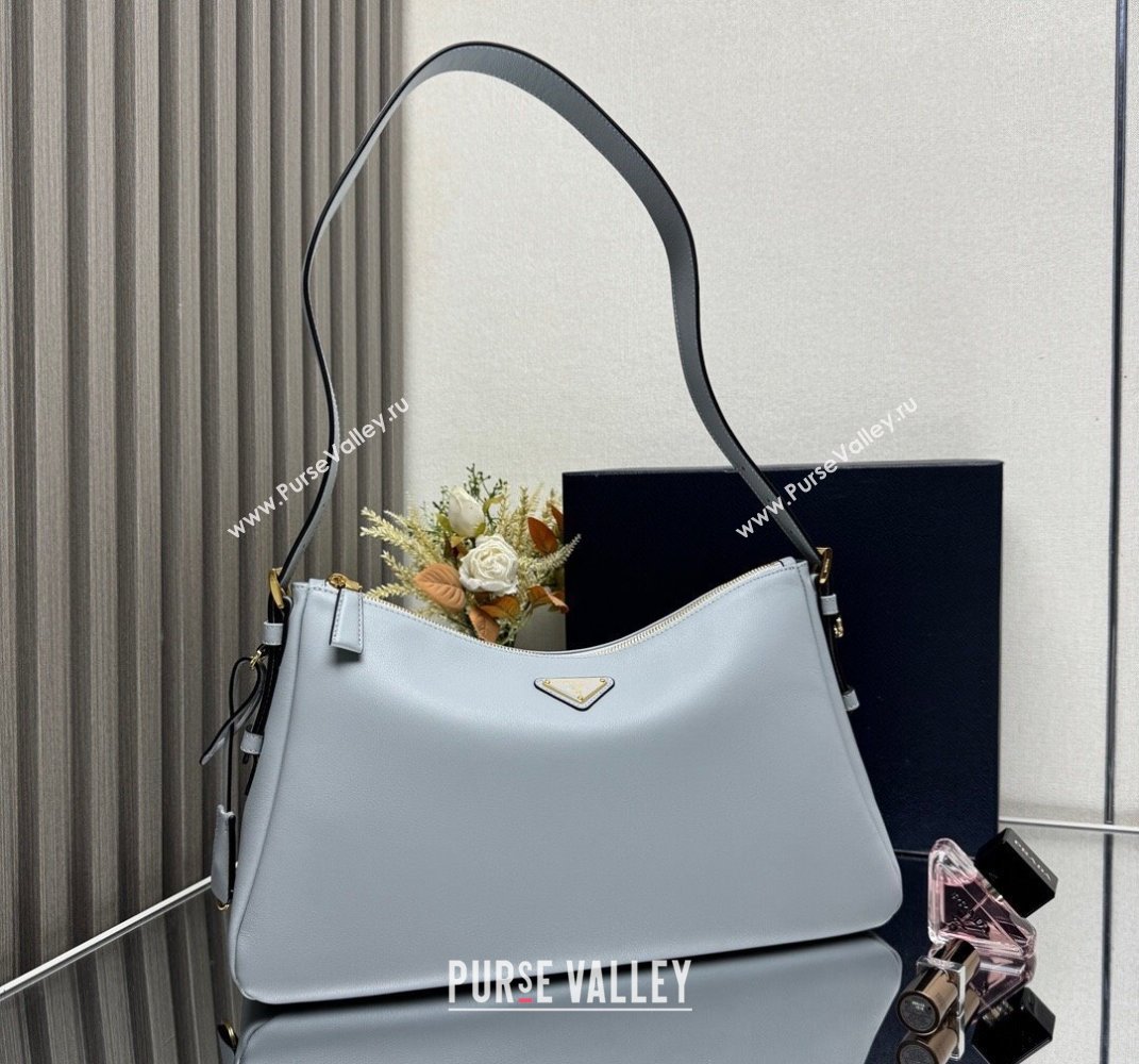 Prada Aimee Leather Hobo Bag 1BC228 Opaline Blue 2025 (YZ-250407010)