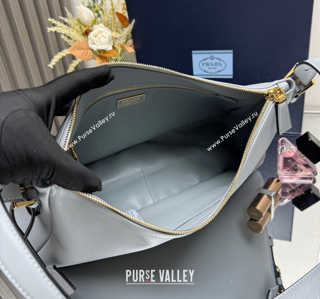 Prada Aimee Leather Hobo Bag 1BC228 Opaline Blue 2025 (YZ-250407010)