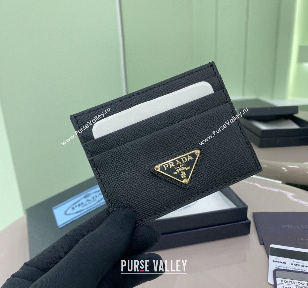 Prada Saffiano Leather card holder Wallet Black 1MC025 2025 (YZ-250407080)