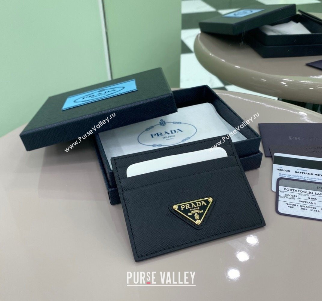 Prada Saffiano Leather card holder Wallet Black 1MC025 2025 (YZ-250407080)