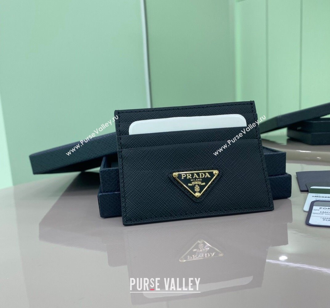 Prada Saffiano Leather card holder Wallet Black 1MC025 2025 (YZ-250407080)