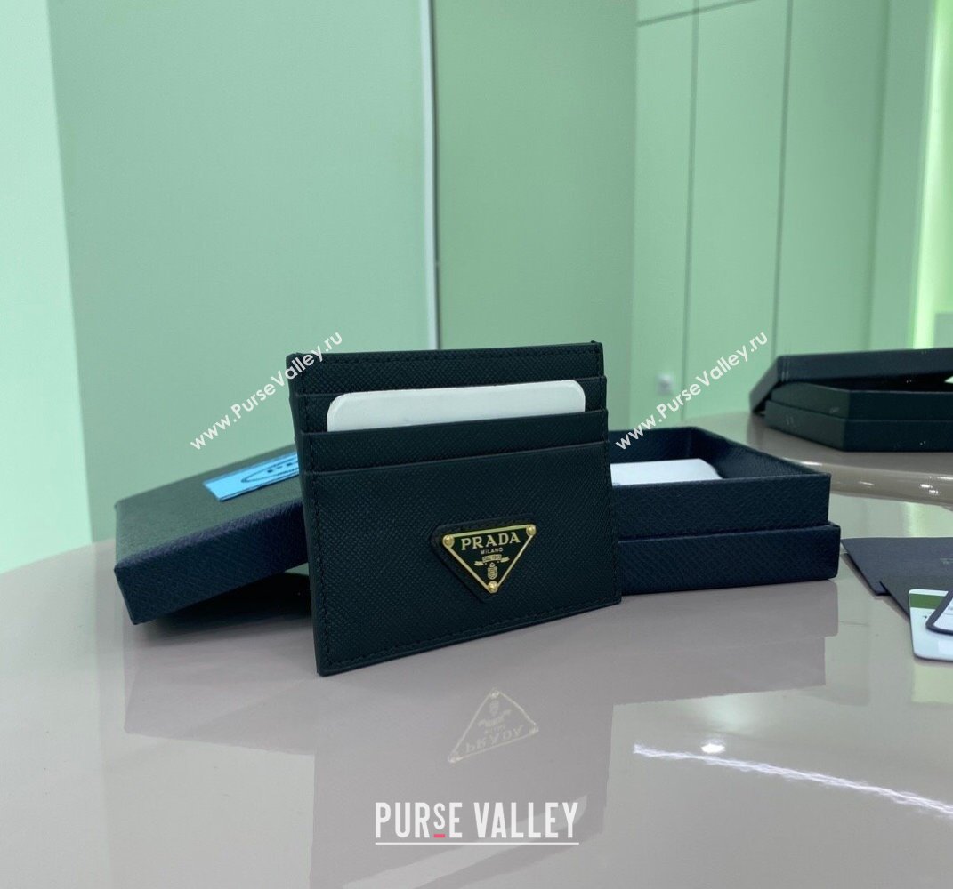 Prada Saffiano Leather card holder Wallet Black 1MC025 2025 (YZ-250407080)