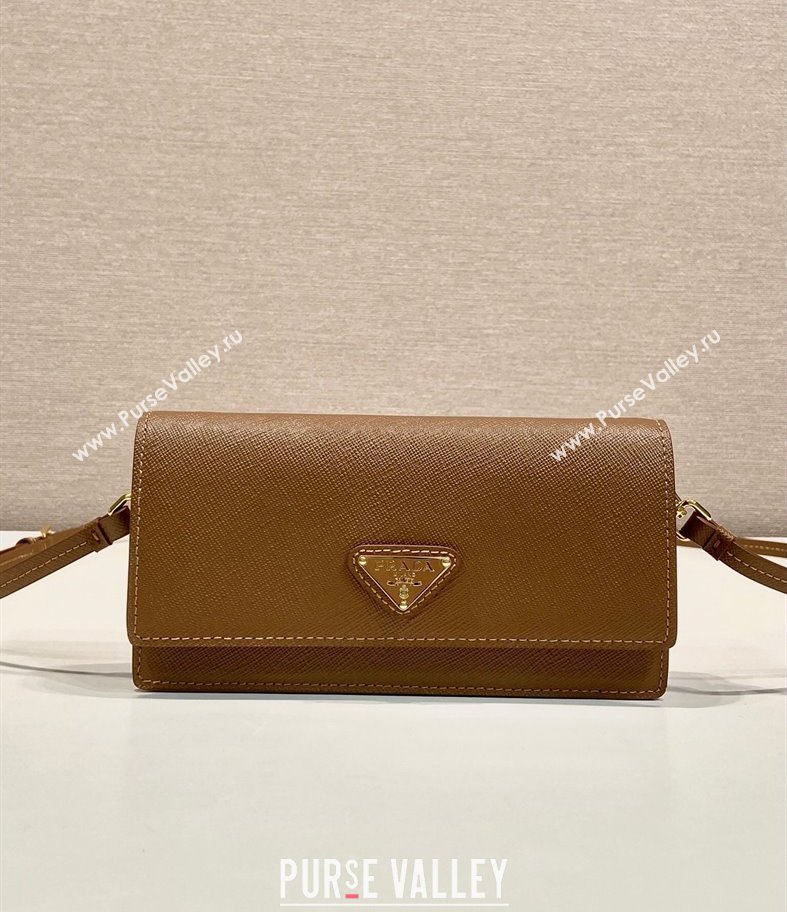 Prada Saffiano leather mini-bag 1NF059 Brown 2025 (YZ-250407025)
