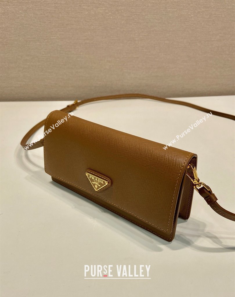 Prada Saffiano leather mini-bag 1NF059 Brown 2025 (YZ-250407025)