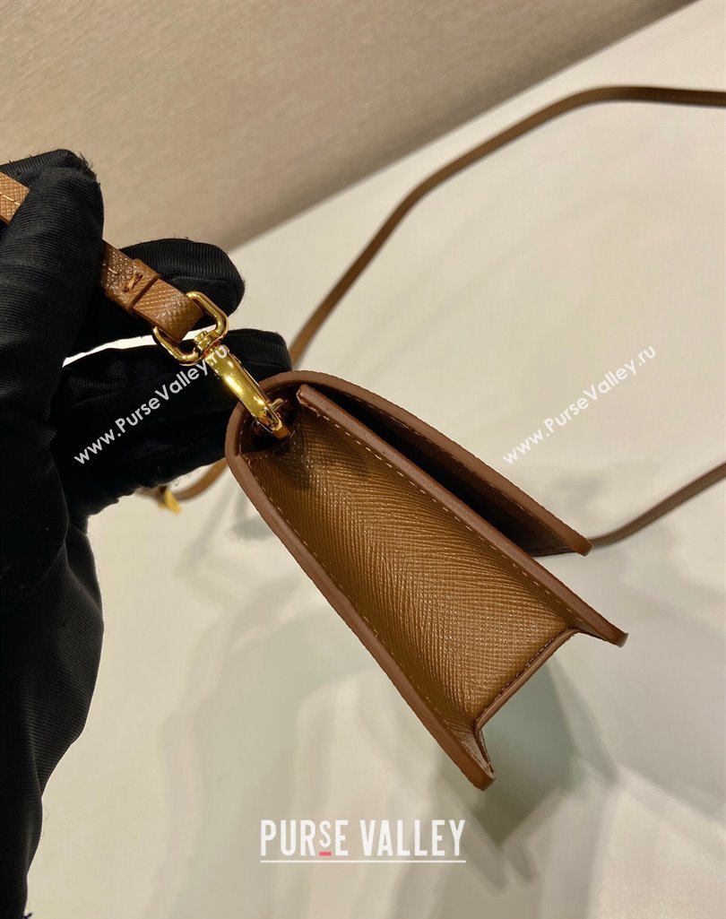 Prada Saffiano leather mini-bag 1NF059 Brown 2025 (YZ-250407025)