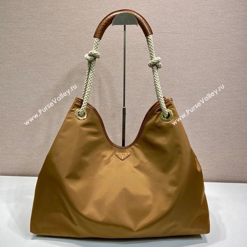 Prada Mariner large Re-Nylon shoulder bag 1BC244 Brandy Brown 2025 (YZ-250407030)