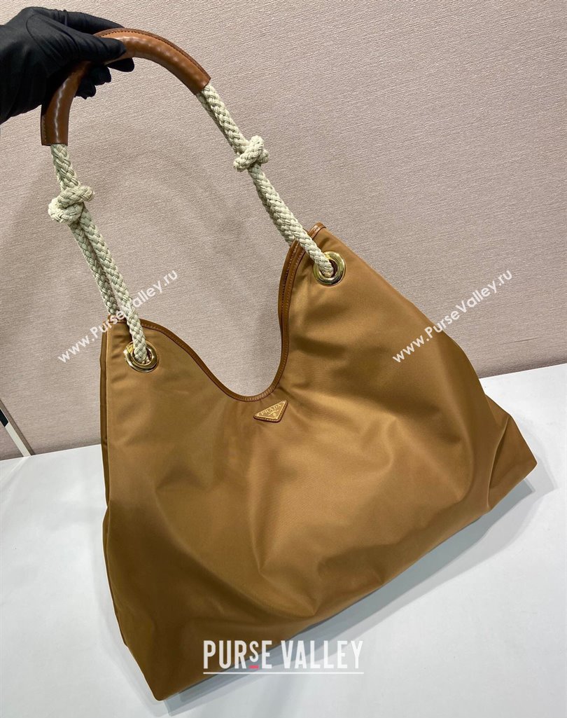 Prada Mariner large Re-Nylon shoulder bag 1BC244 Brandy Brown 2025 (YZ-250407030)