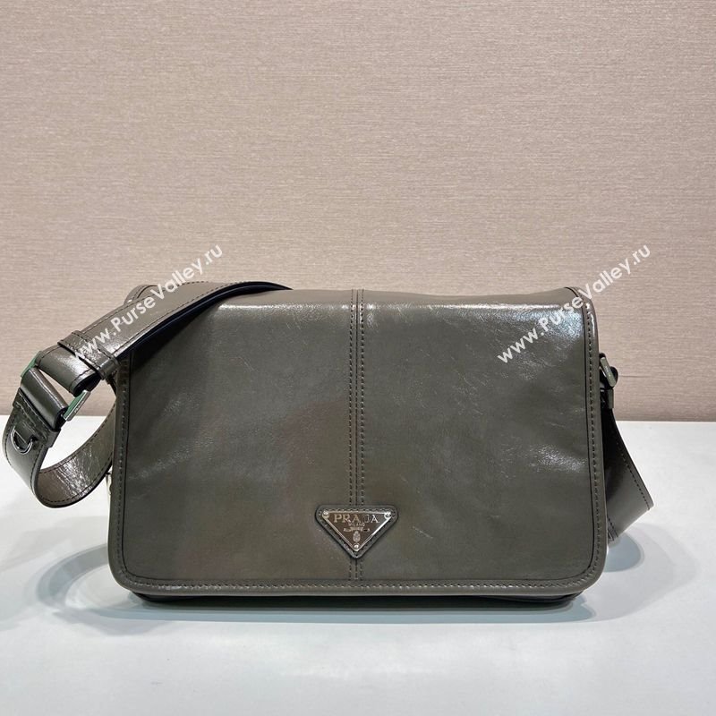 Prada Mens Oil Leather shoulder bag Grey 2025 2VD073 (YZ-250407032)