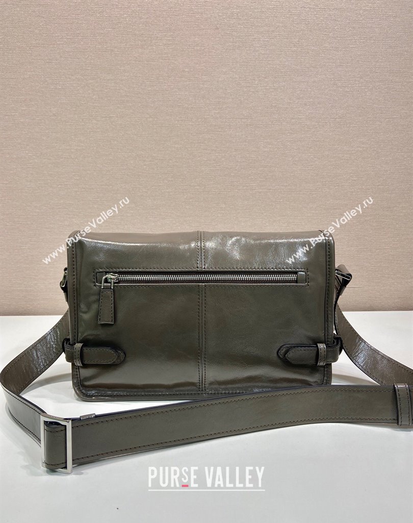 Prada Mens Oil Leather shoulder bag Grey 2025 2VD073 (YZ-250407032)