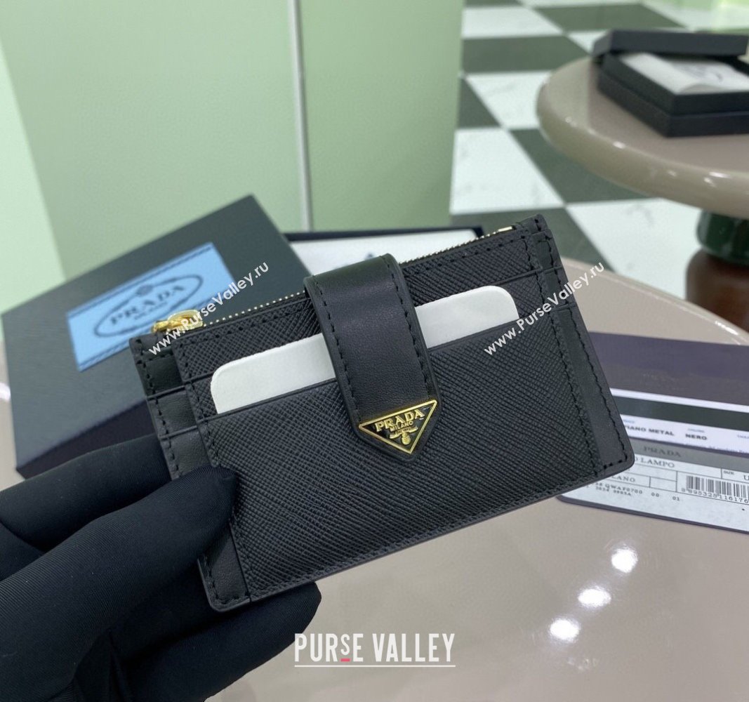 Prada Saffiano and smooth Leather card holder Wallet Black 1MC038 2025 (YZ-250407081)