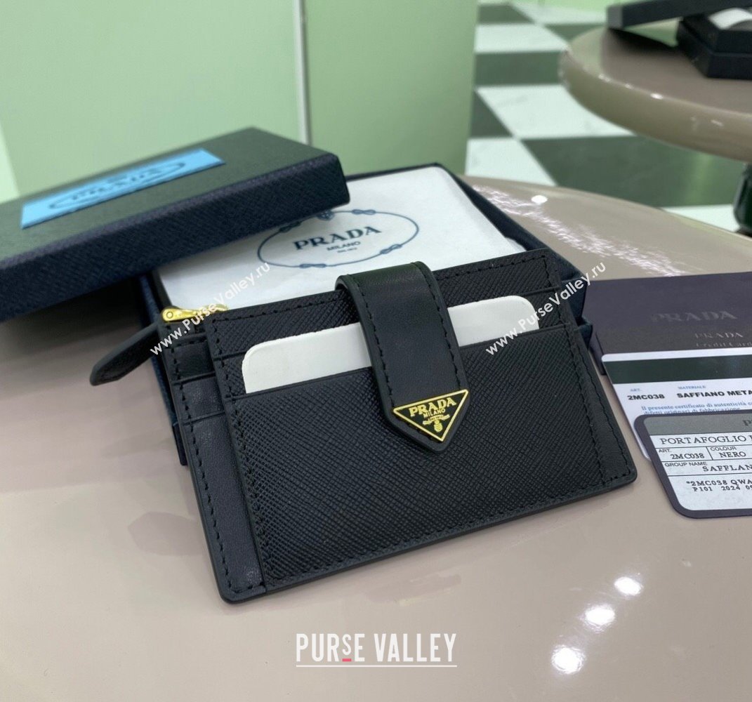 Prada Saffiano and smooth Leather card holder Wallet Black 1MC038 2025 (YZ-250407081)