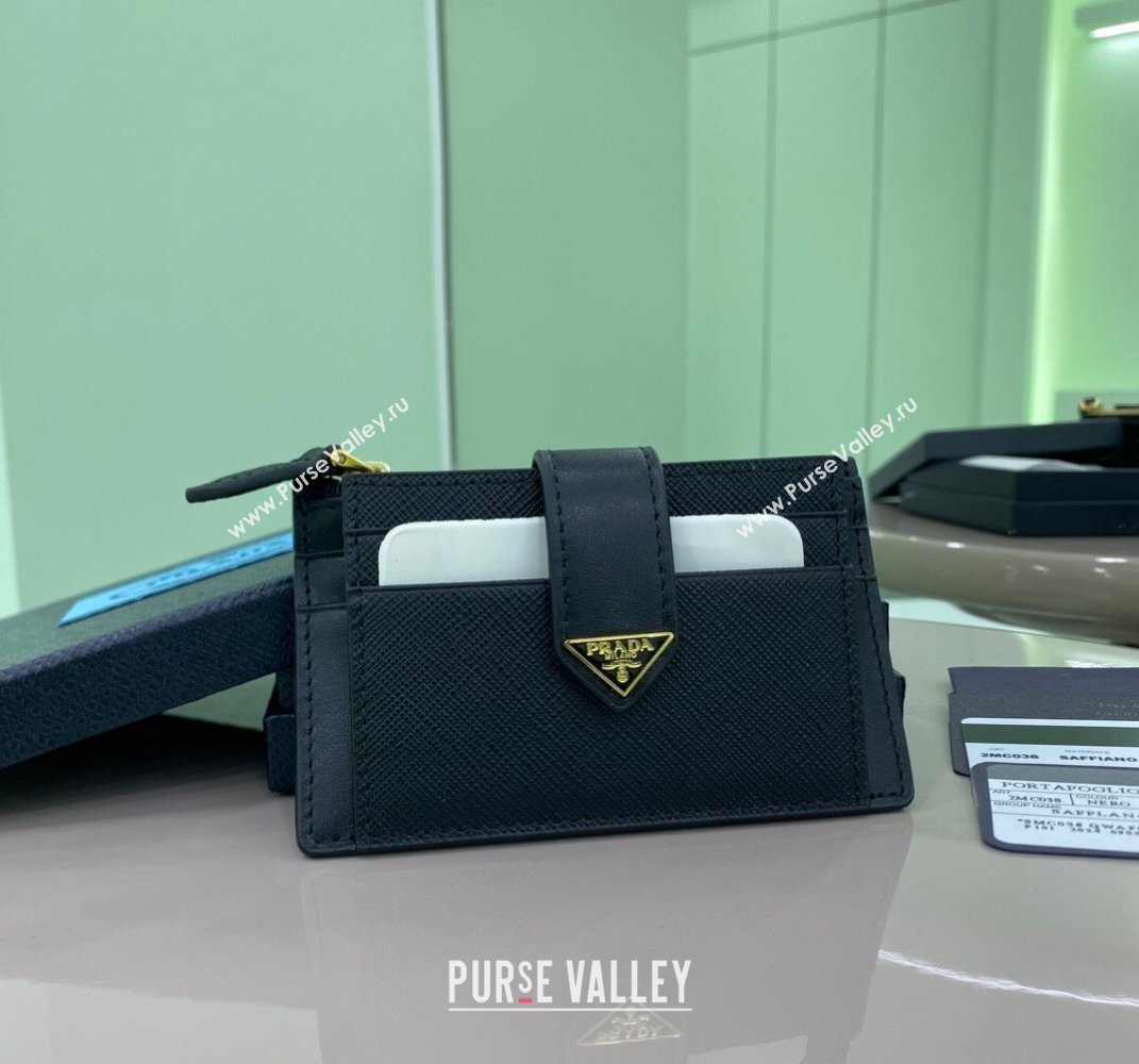Prada Saffiano and smooth Leather card holder Wallet Black 1MC038 2025 (YZ-250407081)
