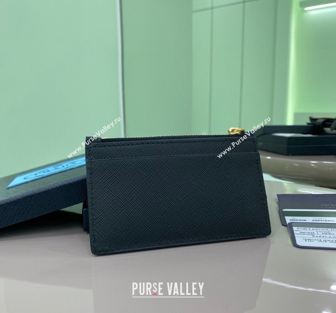Prada Saffiano and smooth Leather card holder Wallet Black 1MC038 2025 (YZ-250407081)
