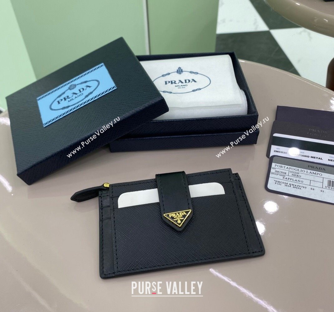 Prada Saffiano and smooth Leather card holder Wallet Black 1MC038 2025 (YZ-250407081)