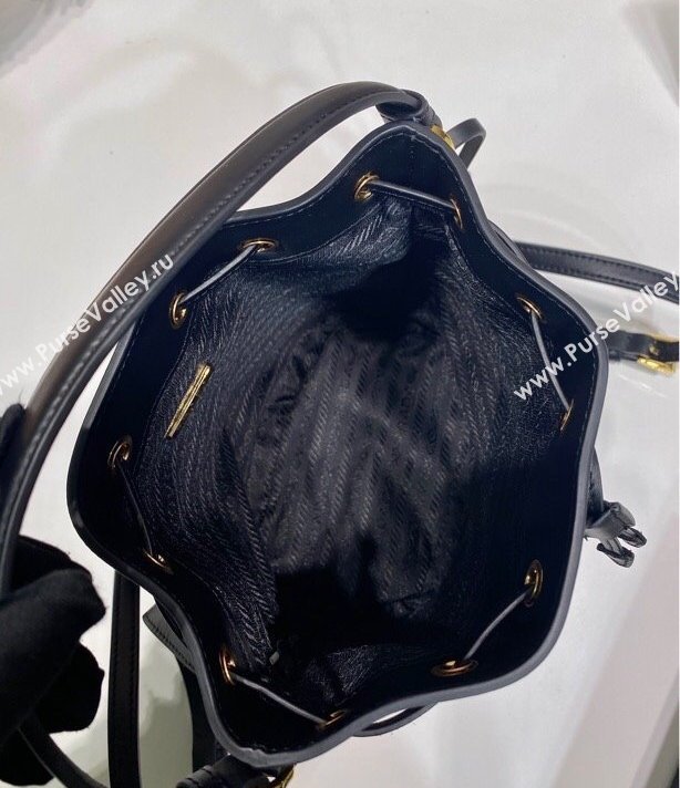 Prada Leather mini bucket bag 1BE067 Black 2025 (YZ-250407038)