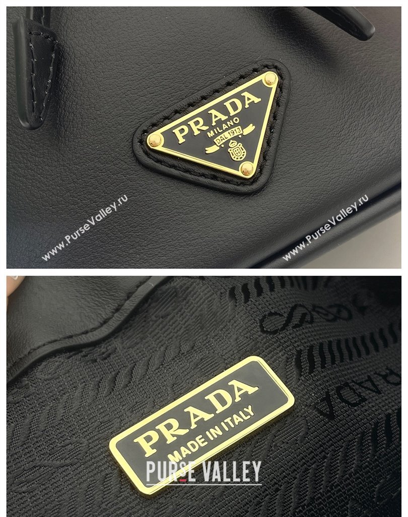 Prada Leather mini bucket bag 1BE067 Black 2025 (YZ-250407038)