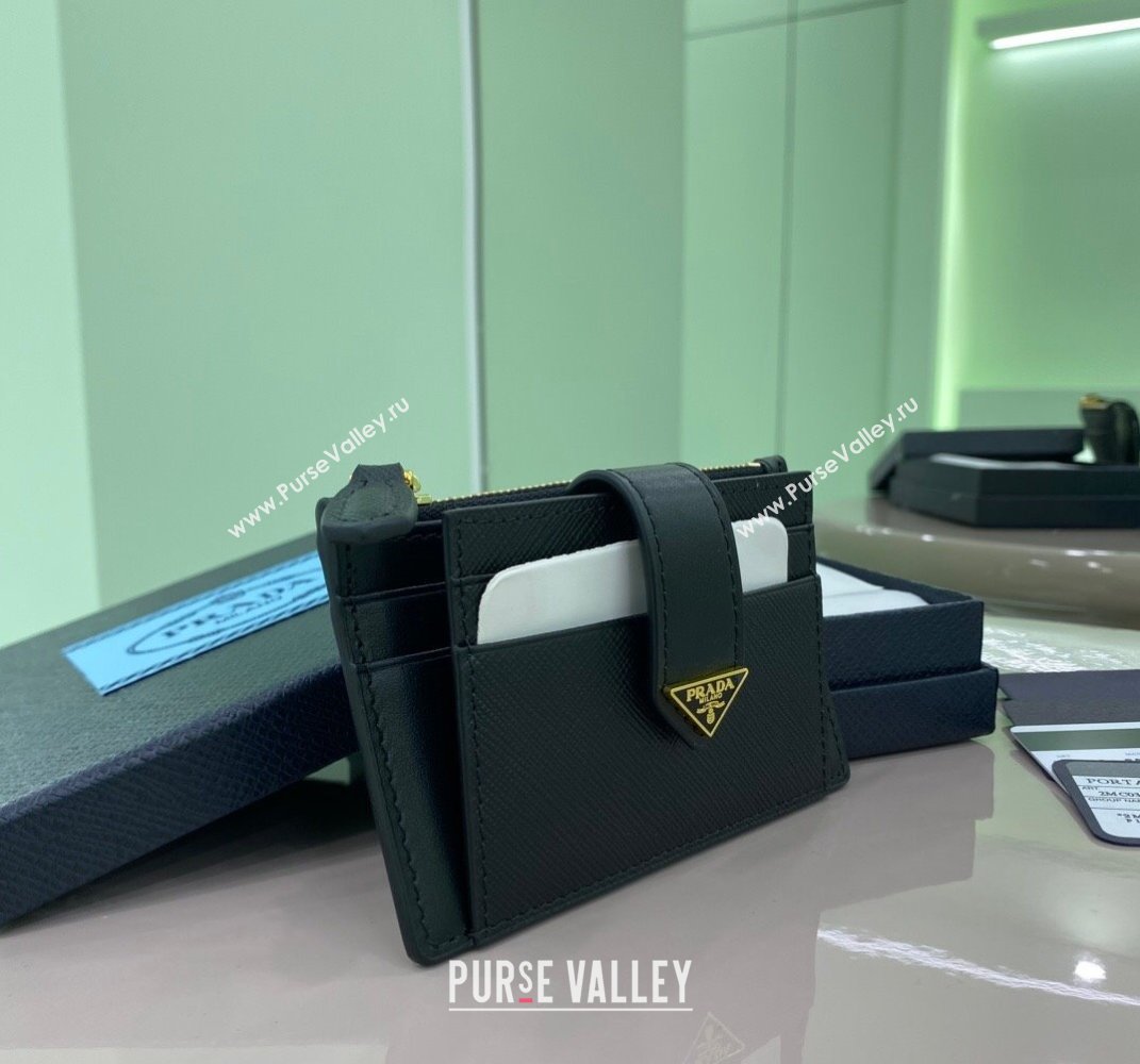 Prada Saffiano and smooth Leather card holder Wallet Black 1MC038 2025 (YZ-250407081)