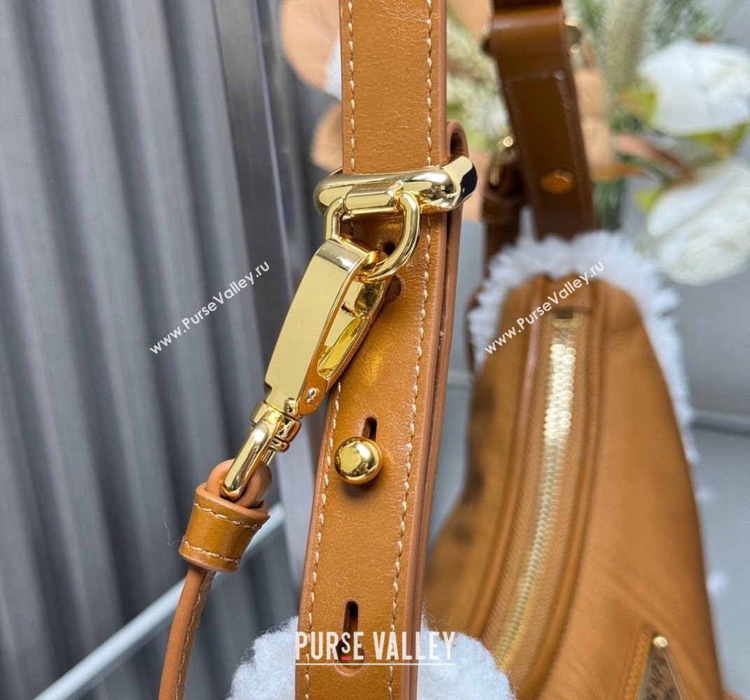 Prada Arque small shearling shoulder bag Cognac Brown 1BC194 2025 (YZ-250407041)