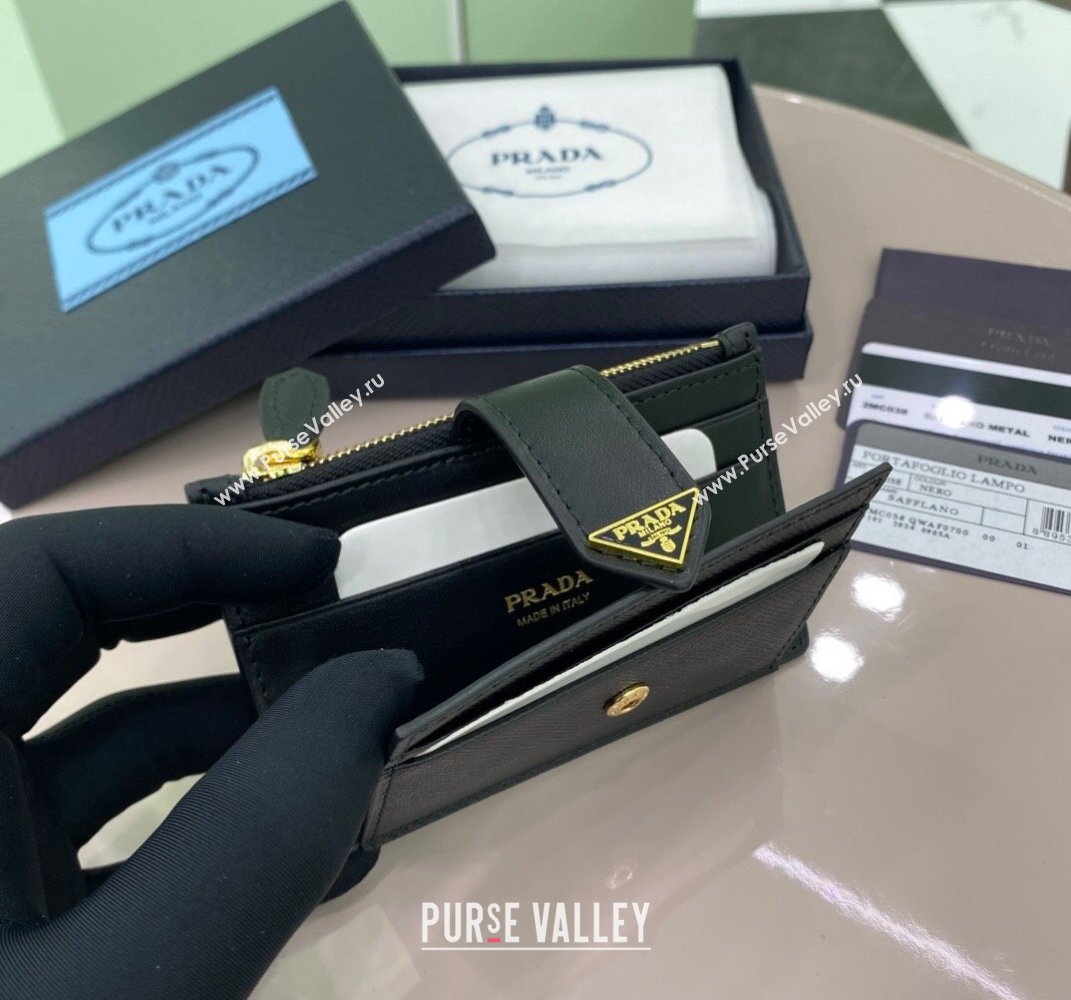 Prada Saffiano and smooth Leather card holder Wallet Black 1MC038 2025 (YZ-250407081)