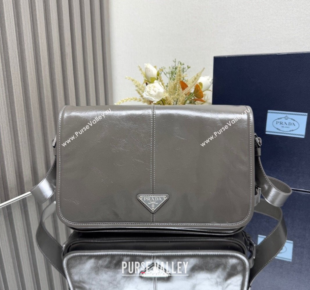 Prada Mens Leather shoulder bag 2VD073 Grey 2025 (YZ-250407045)