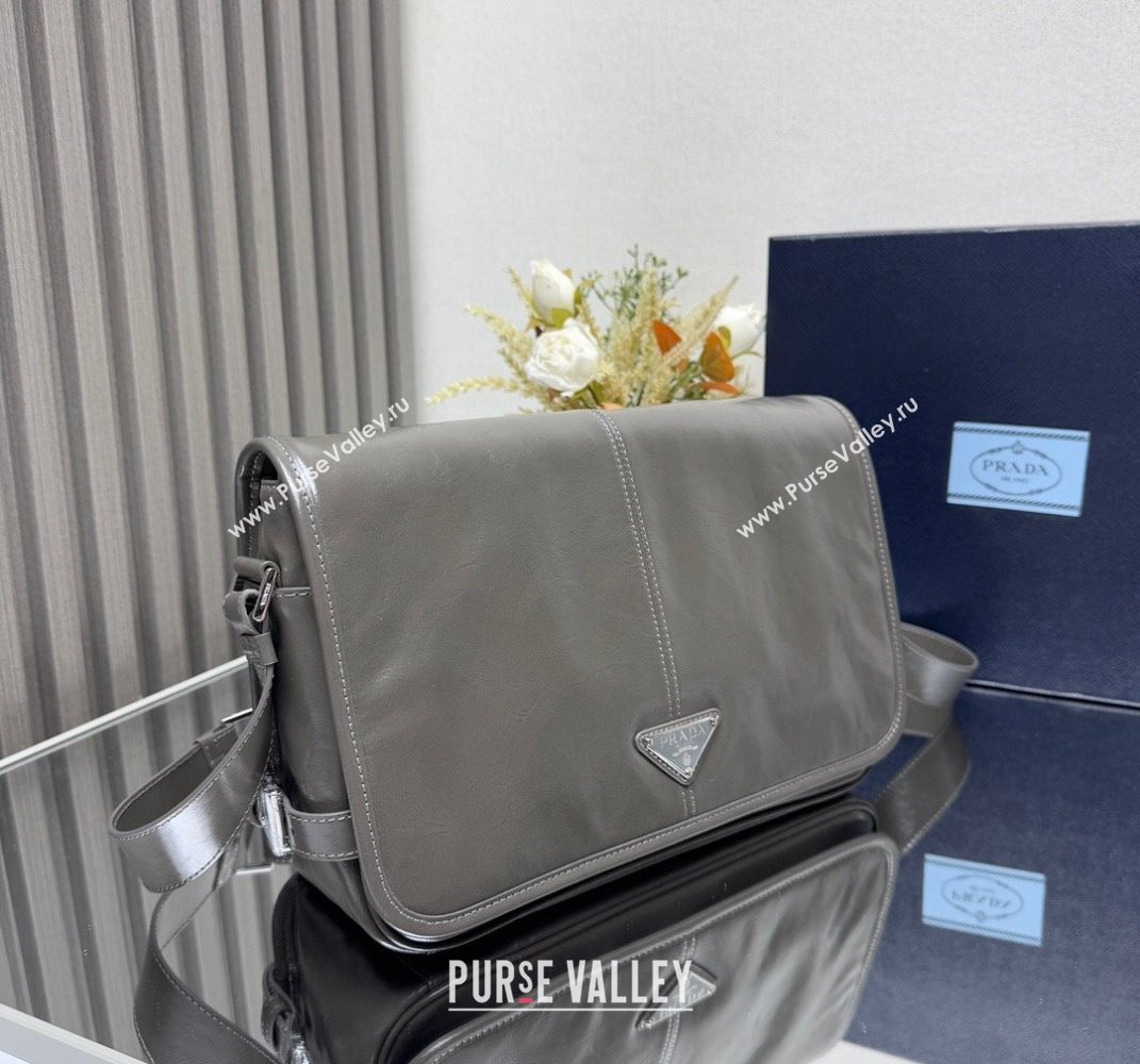 Prada Mens Leather shoulder bag 2VD073 Grey 2025 (YZ-250407045)