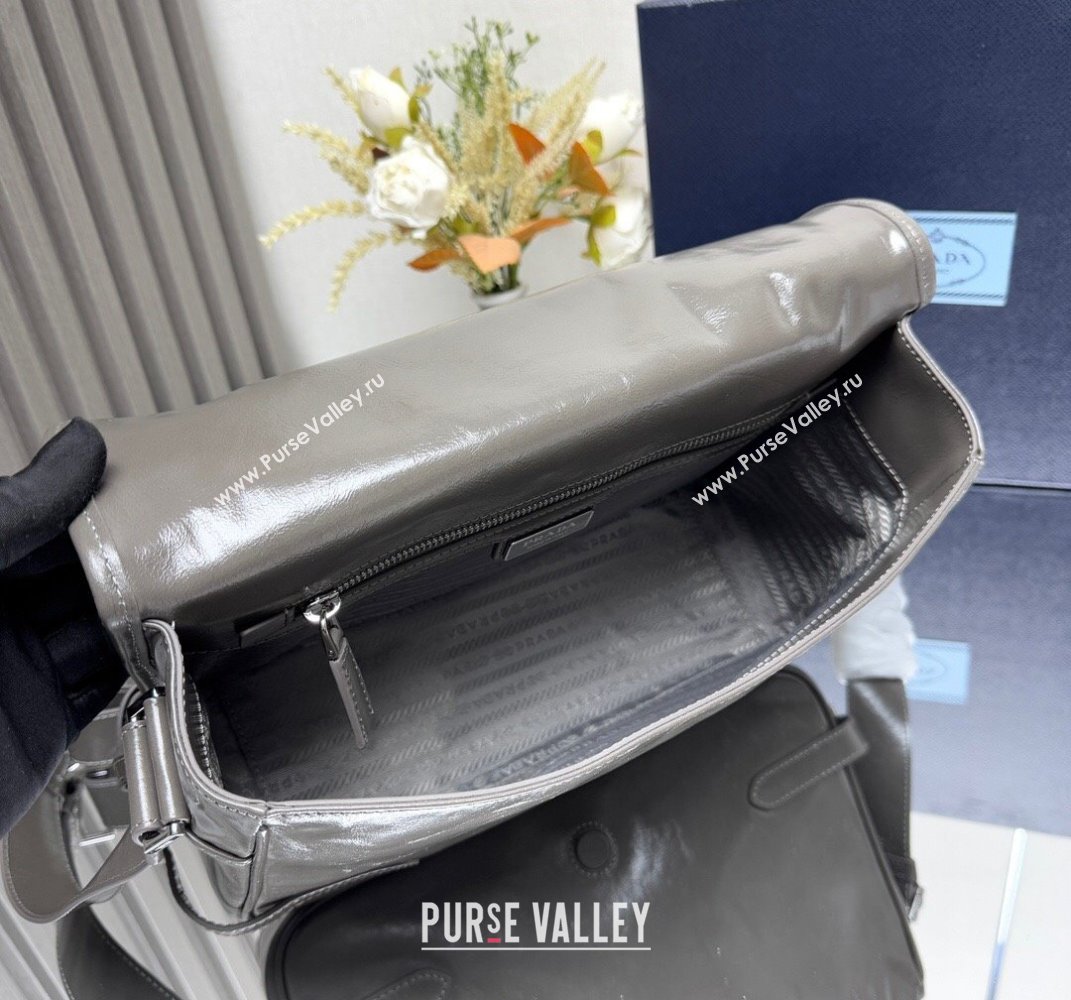 Prada Mens Leather shoulder bag 2VD073 Grey 2025 (YZ-250407045)