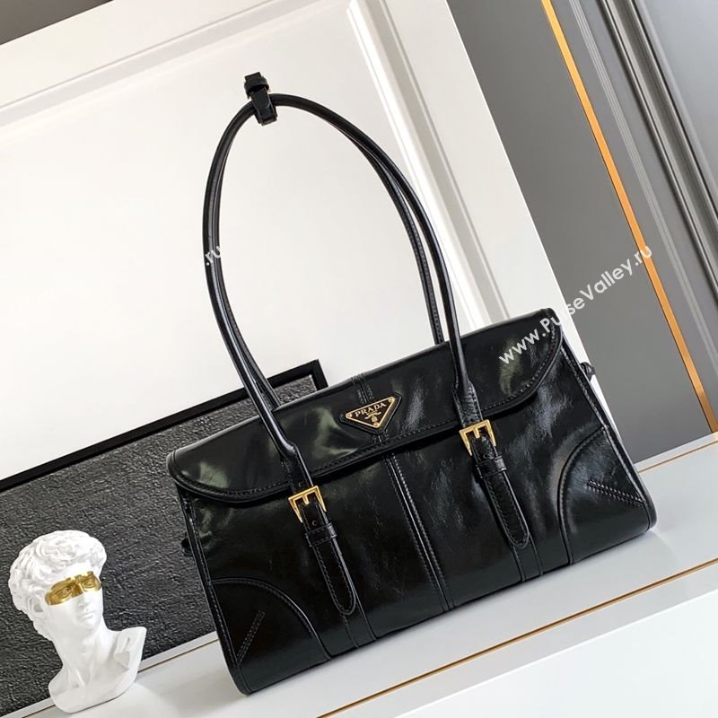 Prada Leather Soft Lux Handbag 1BD376 Black 2025 (YZ-250407046)